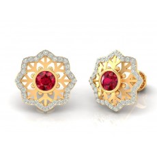Real Red AND White Stone Stud